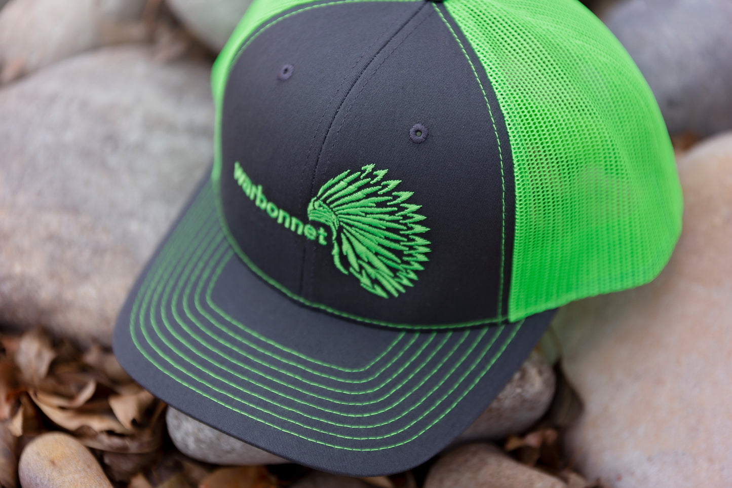 warbonnet trucker hat - Charcoal / Neon Green