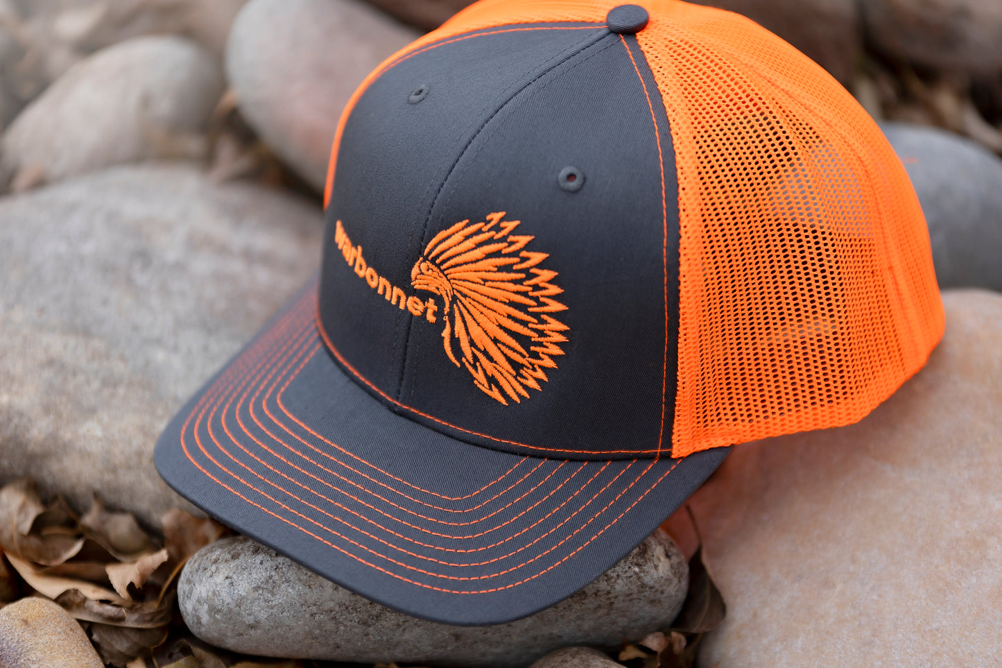 warbonnet trucker hat - Charcoal / Neon Orange