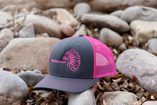warbonnet trucker hat - Charcoal / Neon Pink
