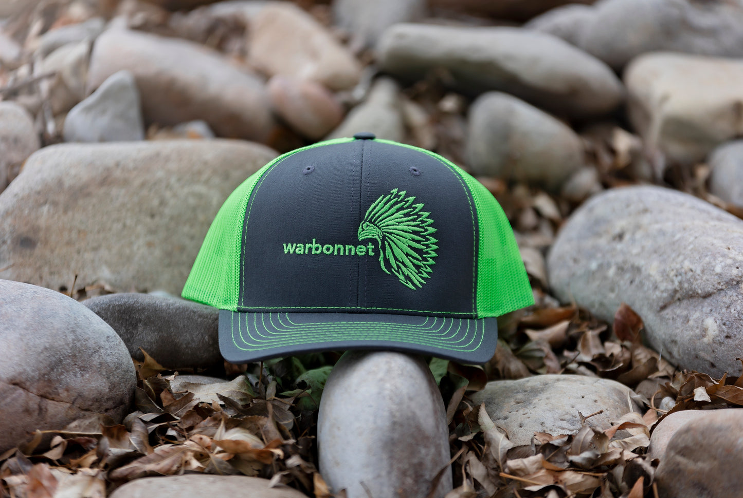 warbonnet trucker hat - Charcoal / Neon Green