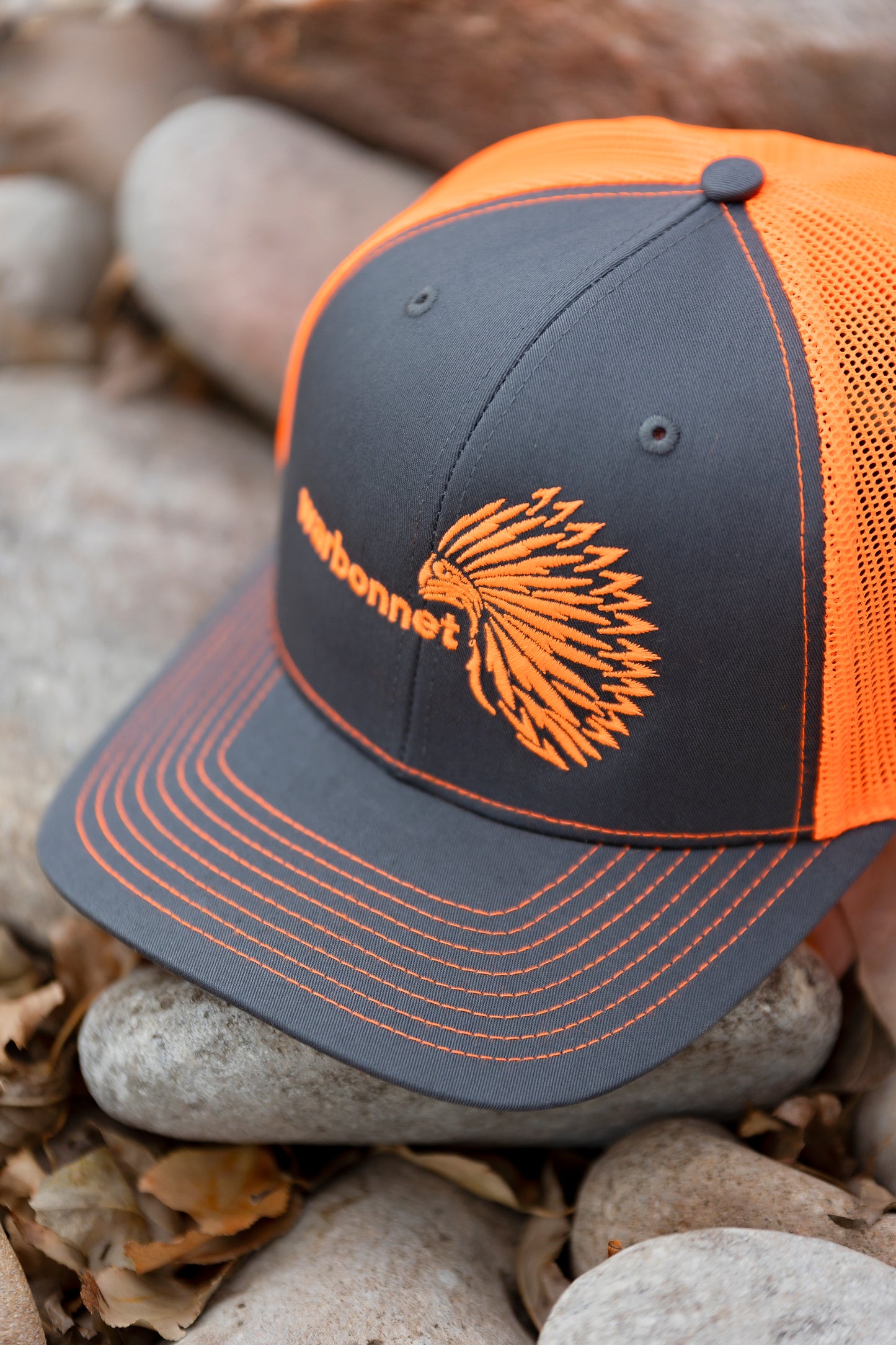 warbonnet trucker hat - Charcoal / Neon Orange