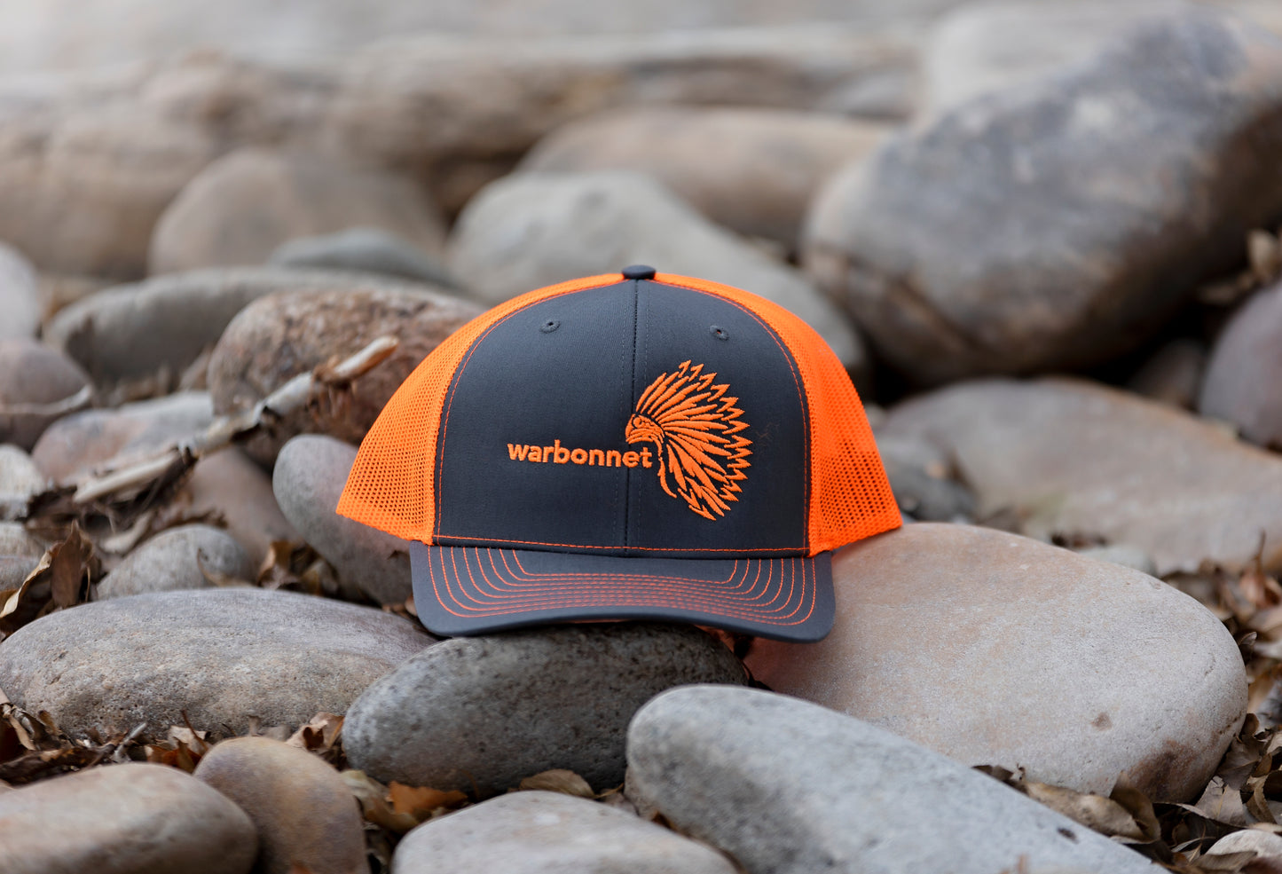 warbonnet trucker hat - Charcoal / Neon Orange